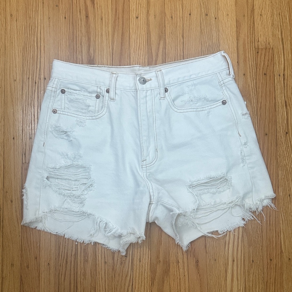 American Eagle Outfitters White Ripped Jean Shorts